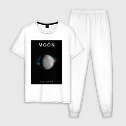 Пижама хлопковая мужская Moon Луна Space collections, цвет: белый