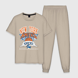 Пижама хлопковая мужская NEW YORK KNIKS NBA, цвет: миндальный