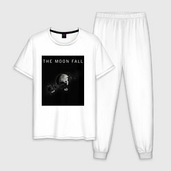 Пижама хлопковая мужская The Moon Fall Space collections, цвет: белый