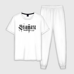 Пижама хлопковая мужская Stigmata логотип, цвет: белый