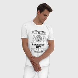 Пижама хлопковая мужская Leicester City: Football Club Number 1 Legendary, цвет: белый — фото 2