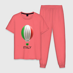 Пижама хлопковая мужская 3d aerostat Italy flag, цвет: коралловый