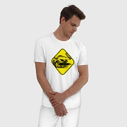 Пижама хлопковая мужская Знак Дрифт желтый, цвет: белый — фото 2