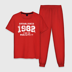 Пижама хлопковая мужская Основана в 1982 году доведено до совершенства, цвет: красный