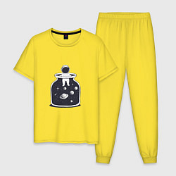 Пижама хлопковая мужская Космонавт в банке, цвет: желтый