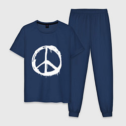 Пижама хлопковая мужская Pacific symbol white, цвет: тёмно-синий