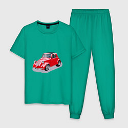 Пижама хлопковая мужская Фиат 500 Topolino, цвет: зеленый