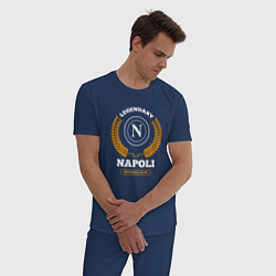 Пижама хлопковая мужская Лого Napoli и надпись Legendary Football Club, цвет: тёмно-синий — фото 2