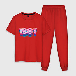 Пижама хлопковая мужская 1987 Год Ретро Неон, цвет: красный