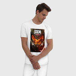 Пижама хлопковая мужская Doom eternal - poster, цвет: белый — фото 2