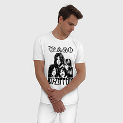 Пижама хлопковая мужская Led Zeppelin Black, цвет: белый — фото 2