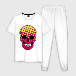 Пижама хлопковая мужская Pop-art skull, цвет: белый