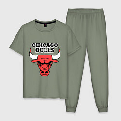 Пижама хлопковая мужская Chicago Bulls, цвет: авокадо