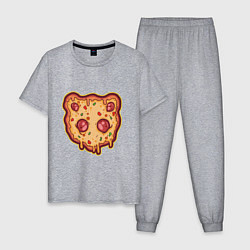 Пижама хлопковая мужская Пицца панда, цвет: меланж