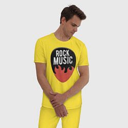 Пижама хлопковая мужская Рок Музыка Медиатор, цвет: желтый — фото 2