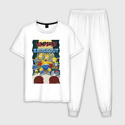 Пижама хлопковая мужская Гомер Симпсон на боксёрском ринге, цвет: белый