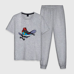 Пижама хлопковая мужская Ботинок на скейте, цвет: меланж