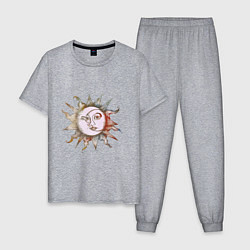Пижама хлопковая мужская Солнце и луна - Солнцестояние, цвет: меланж