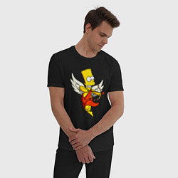 Пижама хлопковая мужская Барт Симпсон - купидон, цвет: черный — фото 2