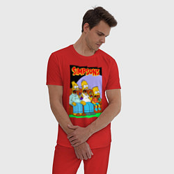Пижама хлопковая мужская Симпсоны мужики пялятся в ящик, цвет: красный — фото 2