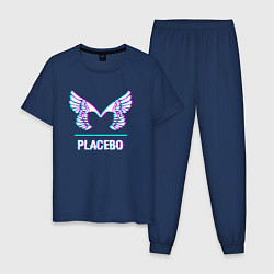 Пижама хлопковая мужская Placebo glitch rock, цвет: тёмно-синий