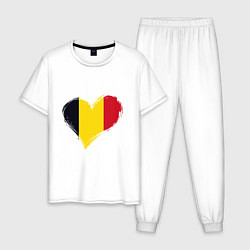 Пижама хлопковая мужская Сердце - Бельгия, цвет: белый