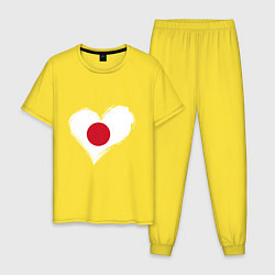 Пижама хлопковая мужская Сердце - Япония, цвет: желтый