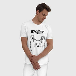 Пижама хлопковая мужская Skillet - rock cat, цвет: белый — фото 2