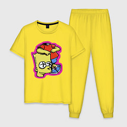 Пижама хлопковая мужская Барт Симпсон облокотился на собственную голову - ш, цвет: желтый