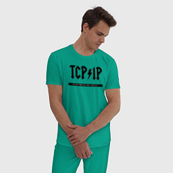 Пижама хлопковая мужская TCPIP Connecting people since 1972, цвет: зеленый — фото 2