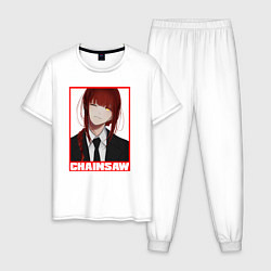 Пижама хлопковая мужская Макима - Демон контроля, цвет: белый