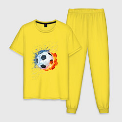 Пижама хлопковая мужская Футбол - противостояние стихий, цвет: желтый