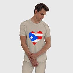Пижама хлопковая мужская Сердце - Пуэрто-Рико, цвет: миндальный — фото 2