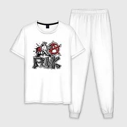 Пижама хлопковая мужская Johny Ramones, цвет: белый