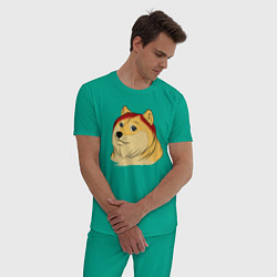 Пижама хлопковая мужская Модный пёсик Доге, цвет: зеленый — фото 2