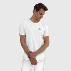 Пижама хлопковая мужская Бейдж логотип Клуб Романтики, цвет: белый — фото 2