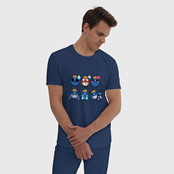 Пижама хлопковая мужская Значки на Тик Пины Бравл Старс Tick, цвет: тёмно-синий — фото 2