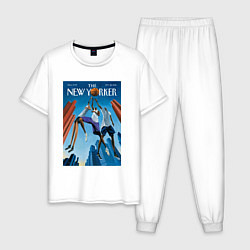 Пижама хлопковая мужская Обложка журнала New Yorker, цвет: белый