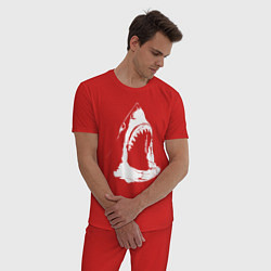 Пижама хлопковая мужская Огромная акулья пасть, цвет: красный — фото 2