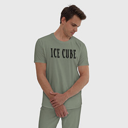 Пижама хлопковая мужская Ice Cube - logo, цвет: авокадо — фото 2