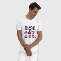 Пижама хлопковая мужская Значки на Лу Пины Бравл Старс Lou, цвет: белый — фото 2