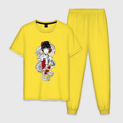 Пижама хлопковая мужская Плата дракону, цвет: желтый