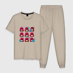 Пижама хлопковая мужская Значки на Гром Пины Бравл Старс Grom, цвет: миндальный