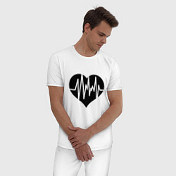 Пижама хлопковая мужская Кардиограмма сердца, цвет: белый — фото 2