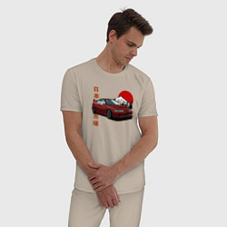 Пижама хлопковая мужская Integra dc2 Retro JDM Style, цвет: миндальный — фото 2