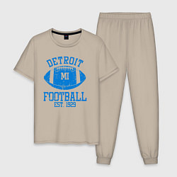 Пижама хлопковая мужская Детройт американский футбол, цвет: миндальный