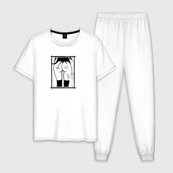 Пижама хлопковая мужская Царапки, цвет: белый