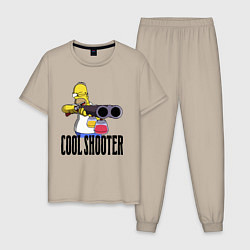 Пижама хлопковая мужская Гомер Симпсон - крутой стрелок, цвет: миндальный