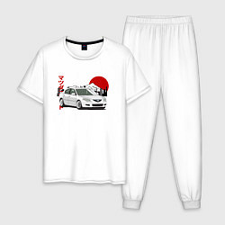 Пижама хлопковая мужская Mazda 3 bk JDM Retro, цвет: белый