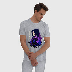 Пижама хлопковая мужская Клинок рассекающий демонов: Кокушибо высшая луна, цвет: меланж — фото 2